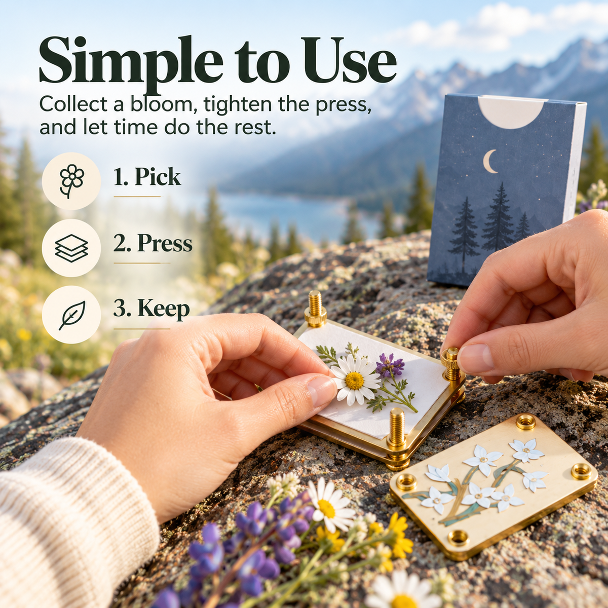 🌸 Mini Portable Botanical Flower Press Kit for Wildflowers & Craft Keepsakes 🌿