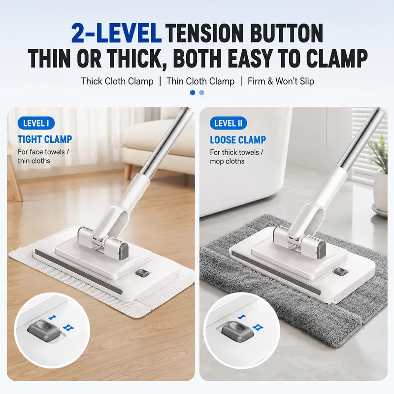 🔥 49% OFF Telescopic Cloth-Clamp Mop – Reach More, Clean With Less Effort