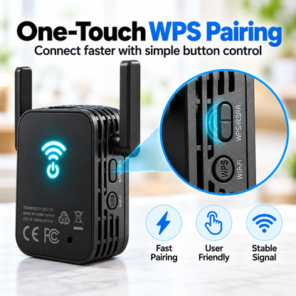 📶 Mini Portable Wi-Fi Extender Signal Booster with Dual Antennas & Ethernet Port ⚡