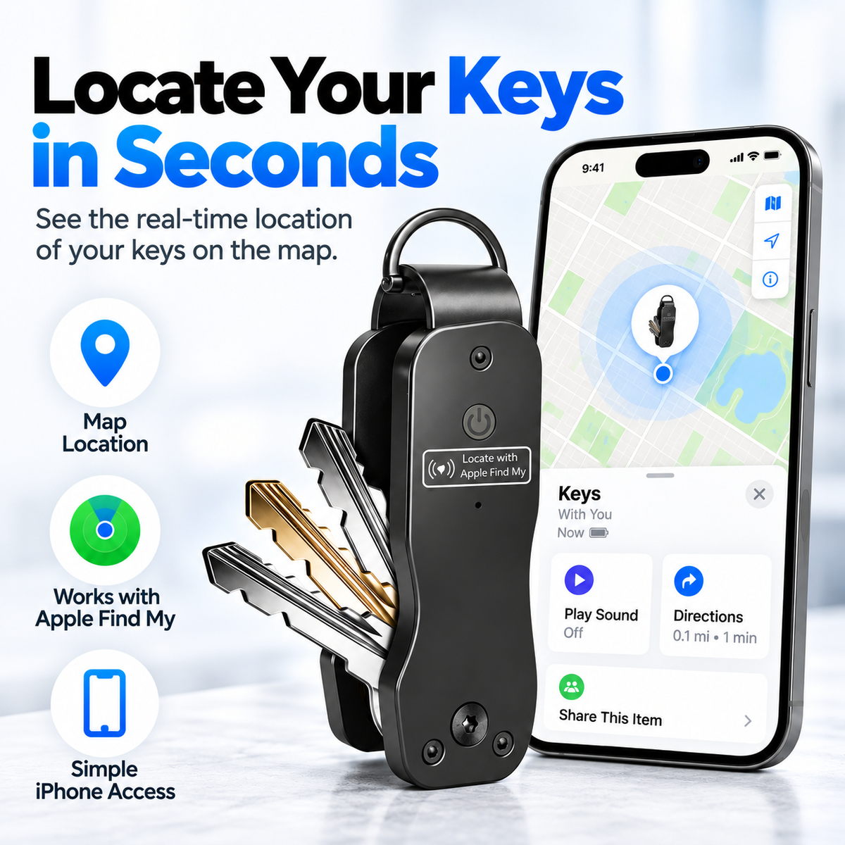 🔑 Smart Key Organizer With Find My Compatibility — Keep Keys Neat & Easier To Locate