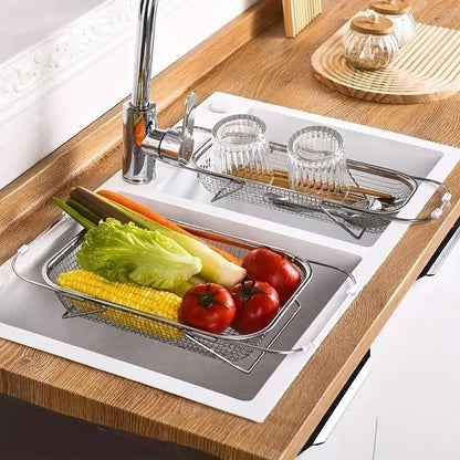 ✨ Save 50% Today 🥬 Expandable Over-the-Sink Strainer Basket – Rinse, Drain & Dry with Ease