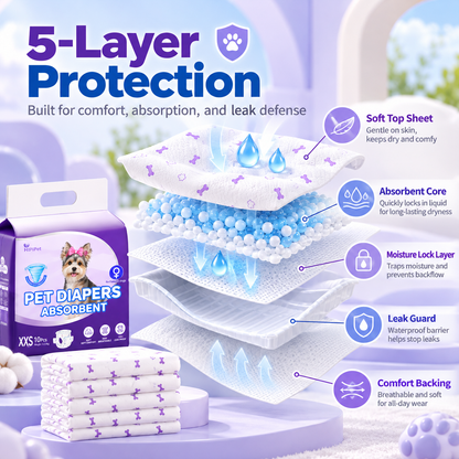 🐾 Leak-Proof Dog Diapers with Wetness Indicator for Heat & Incontinence 💜