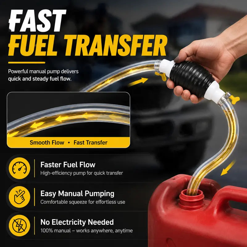 ⛽50% OFF Manual Siphon Pump Kit with 1M Hose, Rubber Pump Bulb & 2 Hose Clamps, Liquid Transfer Pump for Fuel Water Oil, Car Boat Motorcycle