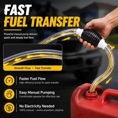 ⛽50% OFF Manual Siphon Pump Kit with 1M Hose, Rubber Pump Bulb & 2 Hose Clamps, Liquid Transfer Pump for Fuel Water Oil, Car Boat Motorcycle