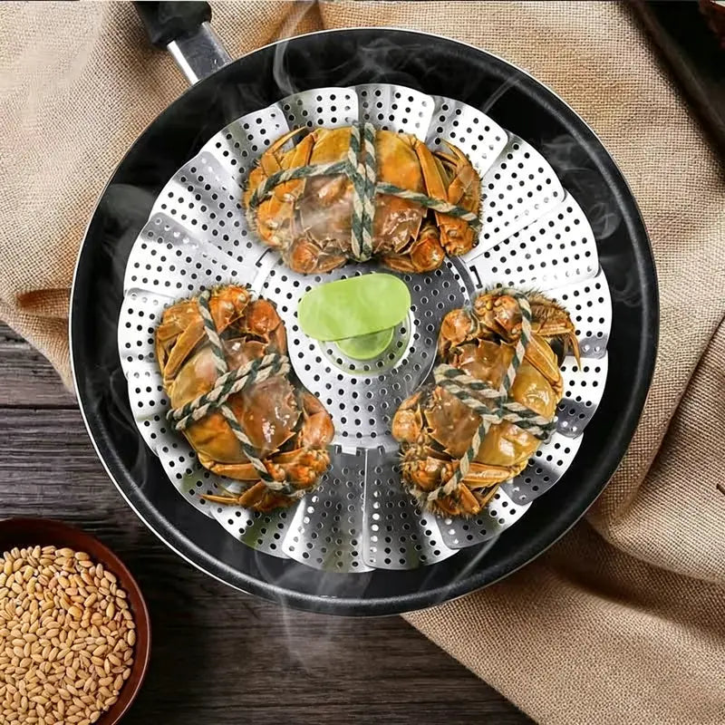 🔥 50% OFF 🥦 Expandable Stainless Steel Vegetable Steamer Basket