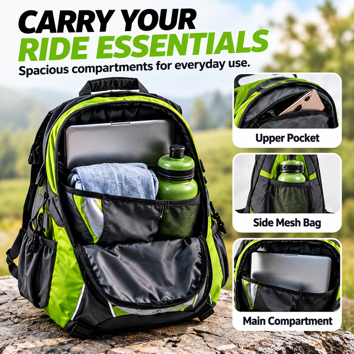 🚴 LED Turn Signal Cycling Backpack – Wireless Remote Control & Rear Safety Lights