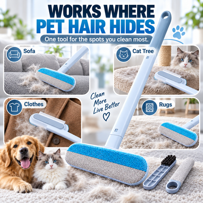 🐾 LIMITED-TIME 49% OFF Pet Hair Remover Brush – Long Handle & 2-in-1 Cleaning
