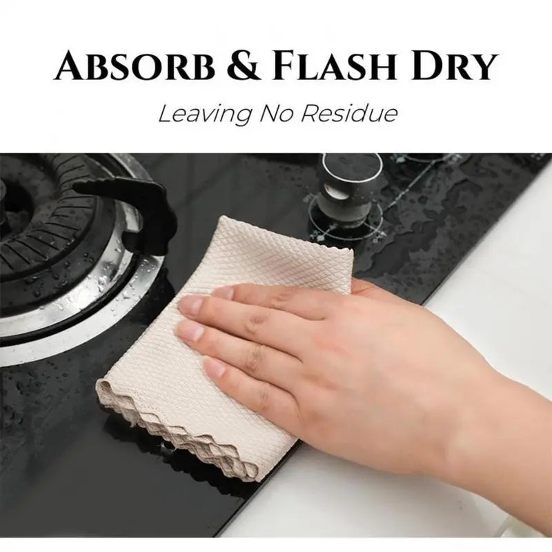 ✨ 50% OFF 10PCS Fish Scale Cleaning Cloth — No Streaks, Less Lint & Powerful Absorption