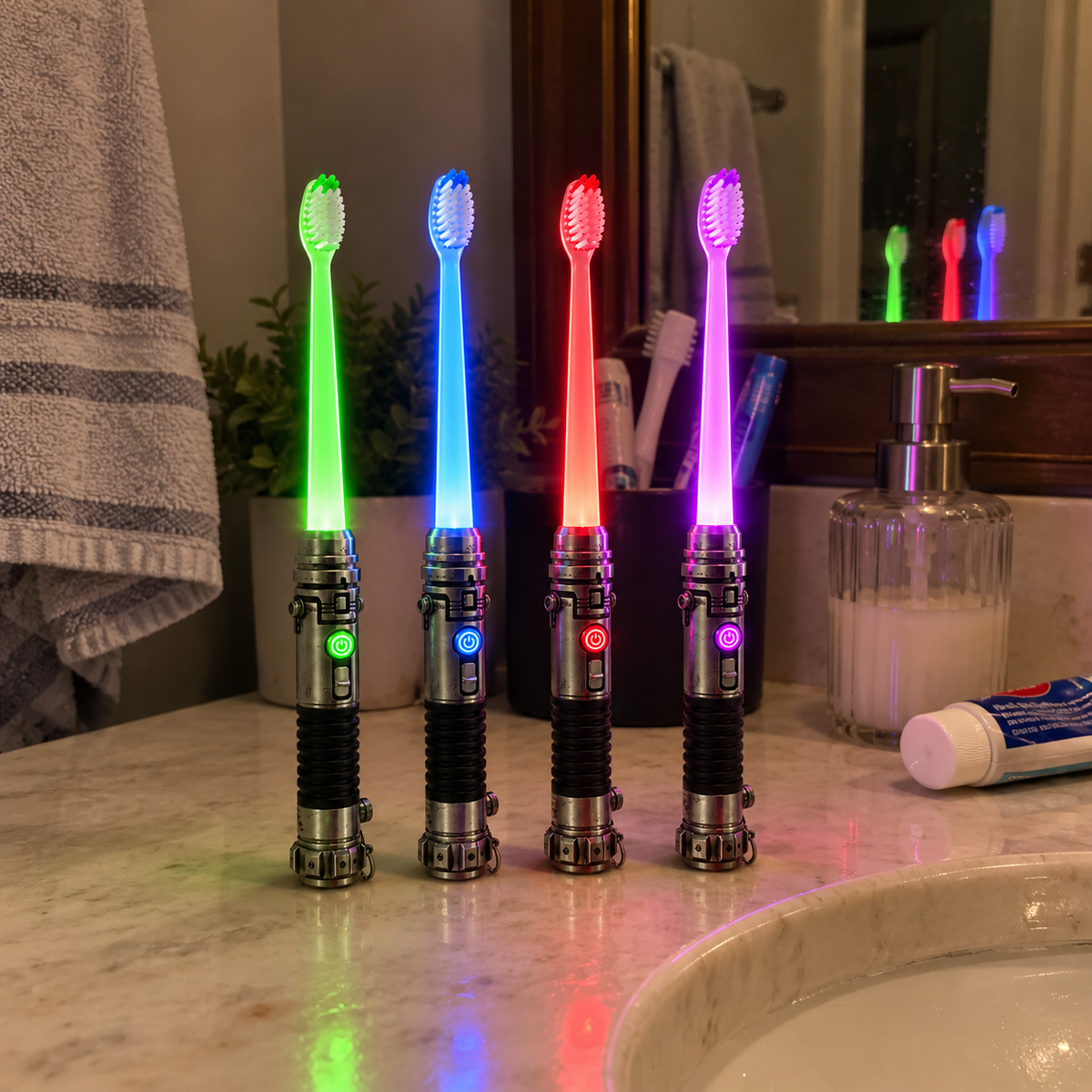 Galactic Glow Toothbrush – LED Light-Up Manual Toothbrush
