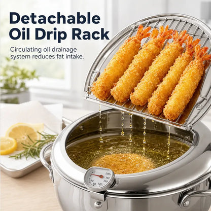 🔥 50% OFF 🍤 Stainless Steel Tempura Fryer Pot with Thermometer