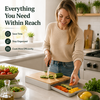 Cutting Board Drawer Set with Tray and Lid
