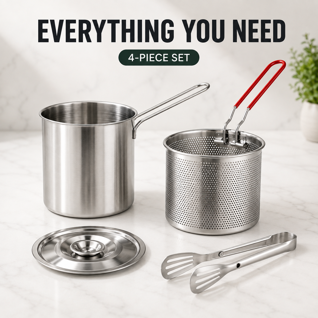 🔥 50% OFF Fry, Lift & Drain Stainless Steel Fryer Set 🍤