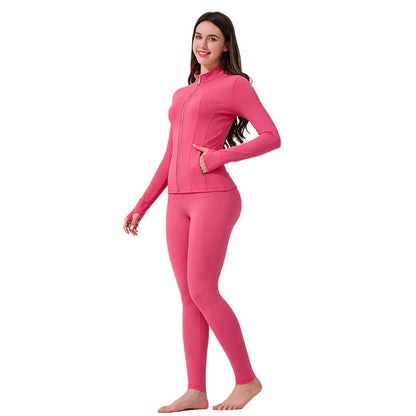 ✨ Sculpt-Seamless 2-Piece Athletic Performance Jacket & High-Waist Leggings Active Set 🏃‍♀️
