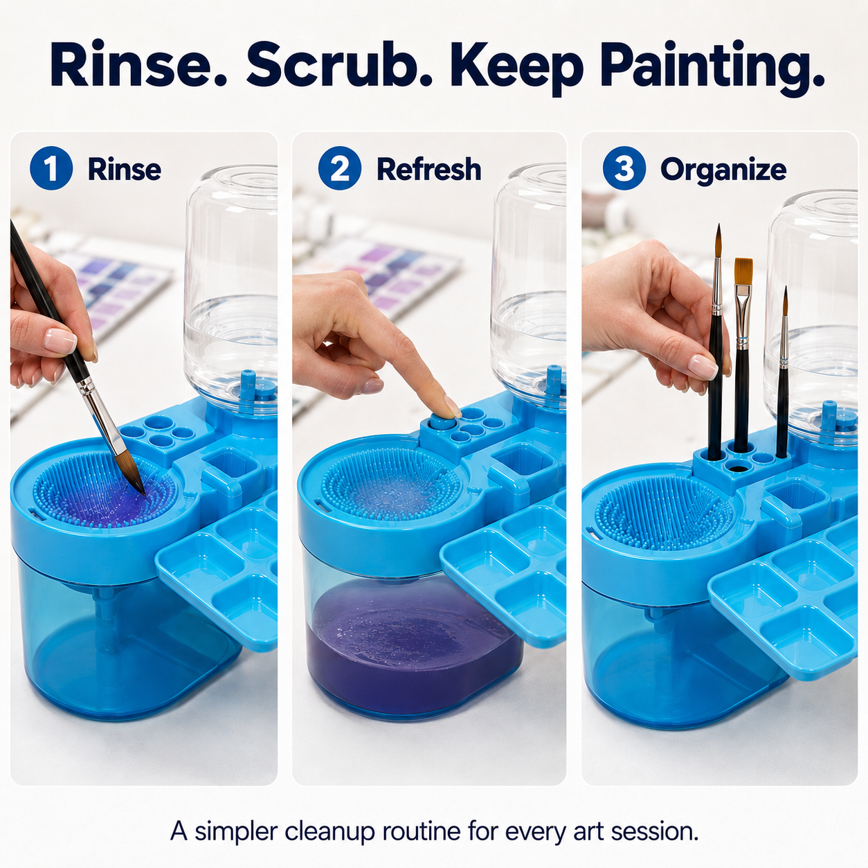 Automatic Water-Changing Brush Washer