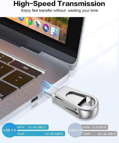 📱 3-in-1 Mobile USB 3.0 Flash Drive – USB-C, USB-A & Lightning File Transfer