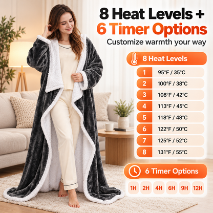 🔥62% OFF Wearable Heated Blanket with Sleeves – 8 Heat Levels & 6 Timer Settings
