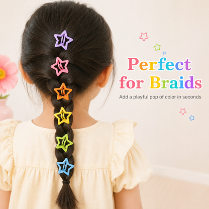 ⭐ 49% OFF 30PCS Colorful Star Hair Clips – Cute Snap Clips for Braids, Buns & Everyday Styles