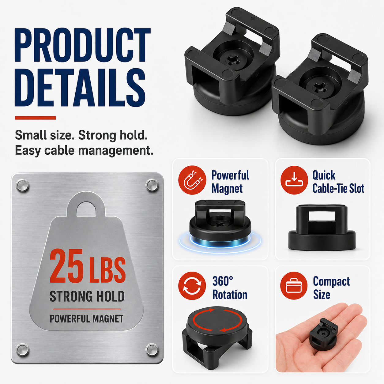 🧲 50% OFF Magnetic Cable Tie Mounts 🔧 Strong Hold, Easy Cable Management