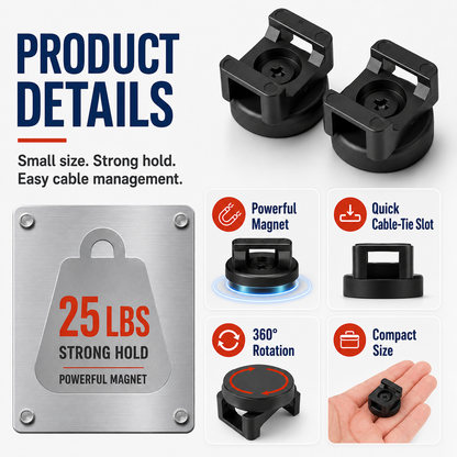 🧲 50% OFF Magnetic Cable Tie Mounts 🔧 Strong Hold, Easy Cable Management