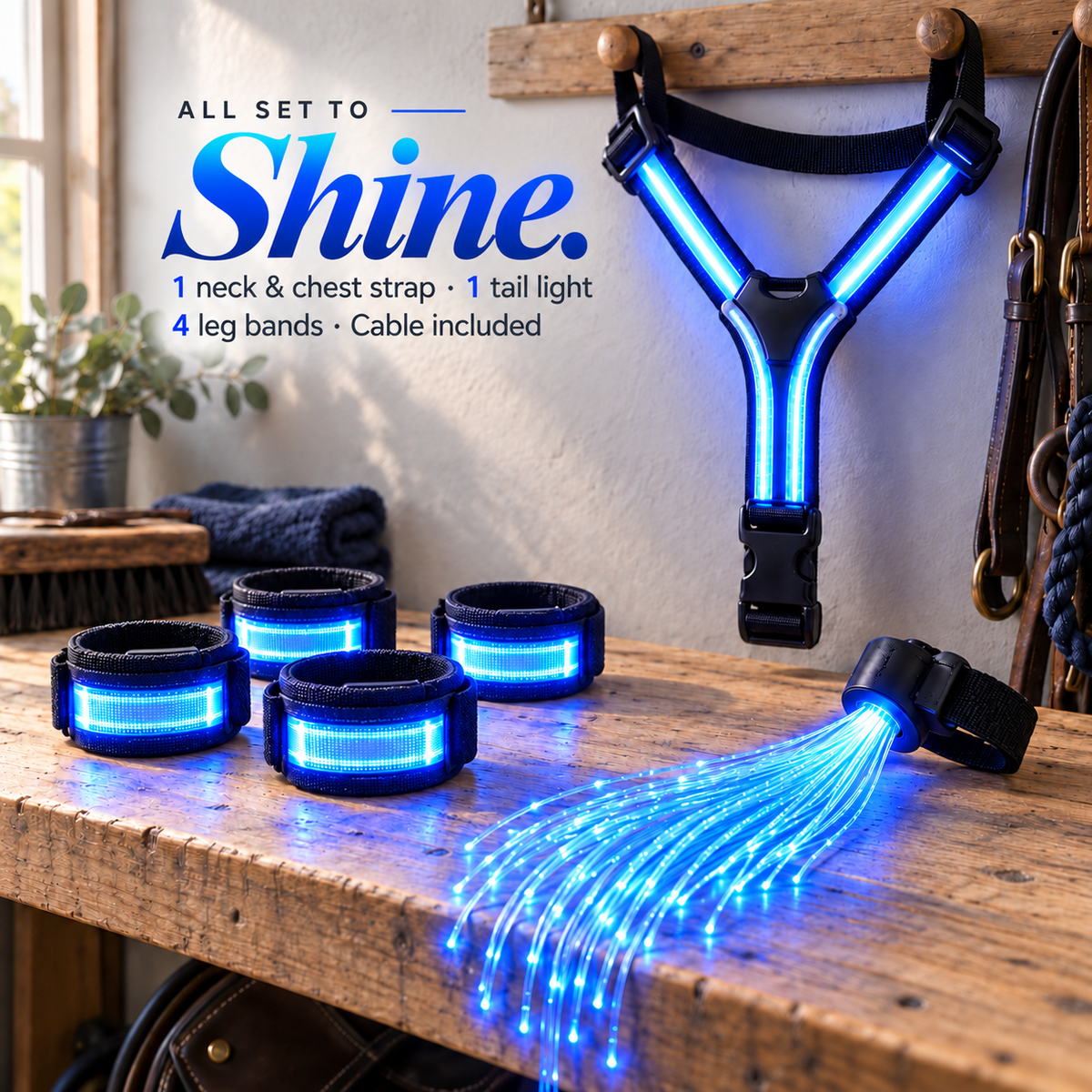 🌈🐎 Ride in Color! LED Horse Light Set – Blue, Green & Pink