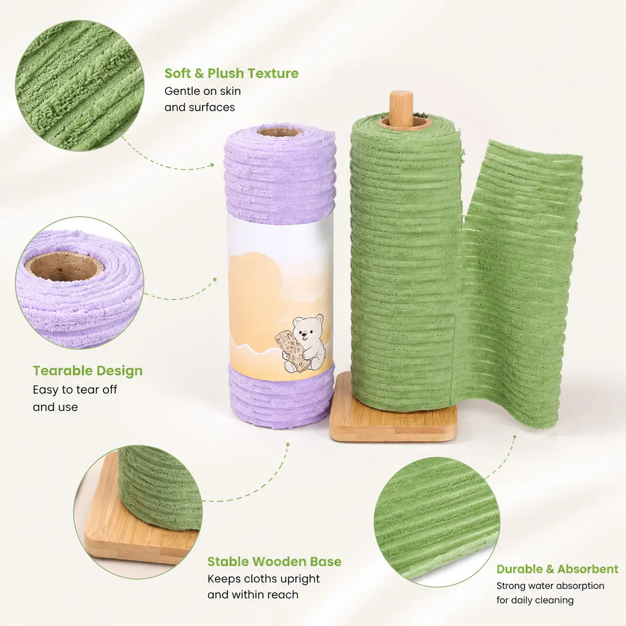 🔥 50% OFF Tearable Reusable Cleaning Cloth Roll 🧽 Washable & Super Absorbent for Kitchen & Home