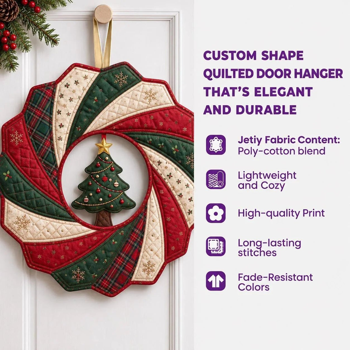 ⏰ LIMITED-TIME 49%OFF⏰🏡 Personalized Custom Die-Cut Quilted Fabric Door Hanger for Entryway & Porch 🎀