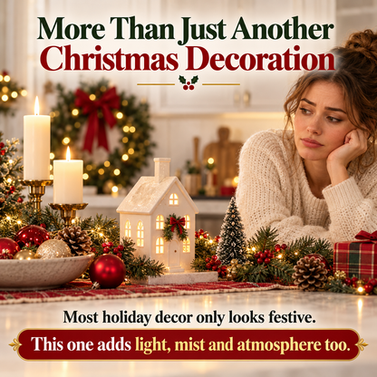 🎄 Christmas Village House Essential Oil Aroma Diffuser with Warm Glowing Chimney Mist 🎁