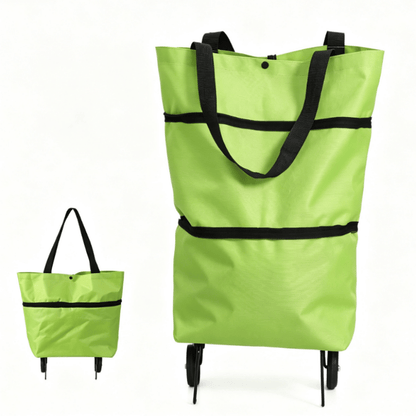 Shopping bag with wheels, foldable small trolley for groceries, portable, large-capacity women's bag for home use