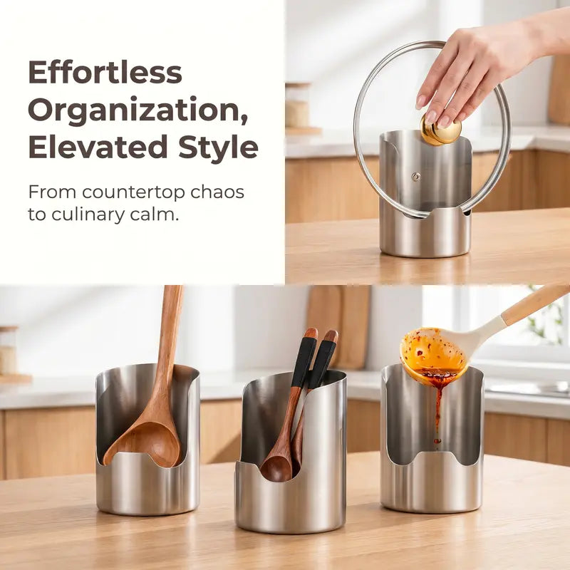 . 🍳 50% OFF Stainless Steel Utensil Holder – Keep Your Kitchen Counter Clean & Organized