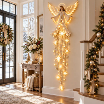 ✨ Angel Blessing Starfall Wall Light 🕊️ Lighted Christmas Angel Decor