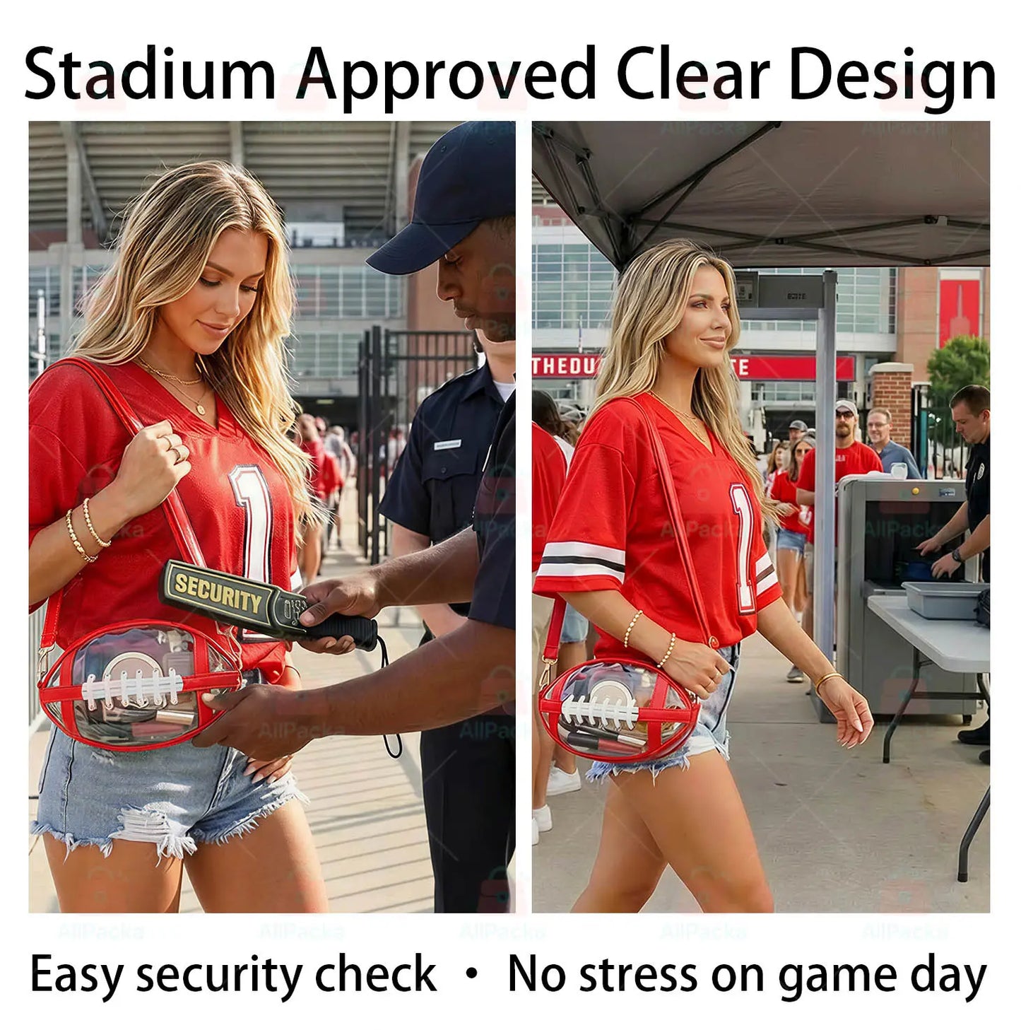 🔥 Limited-Time 50% OFF Clear Soccer Game Day Crossbody Bag 🏈