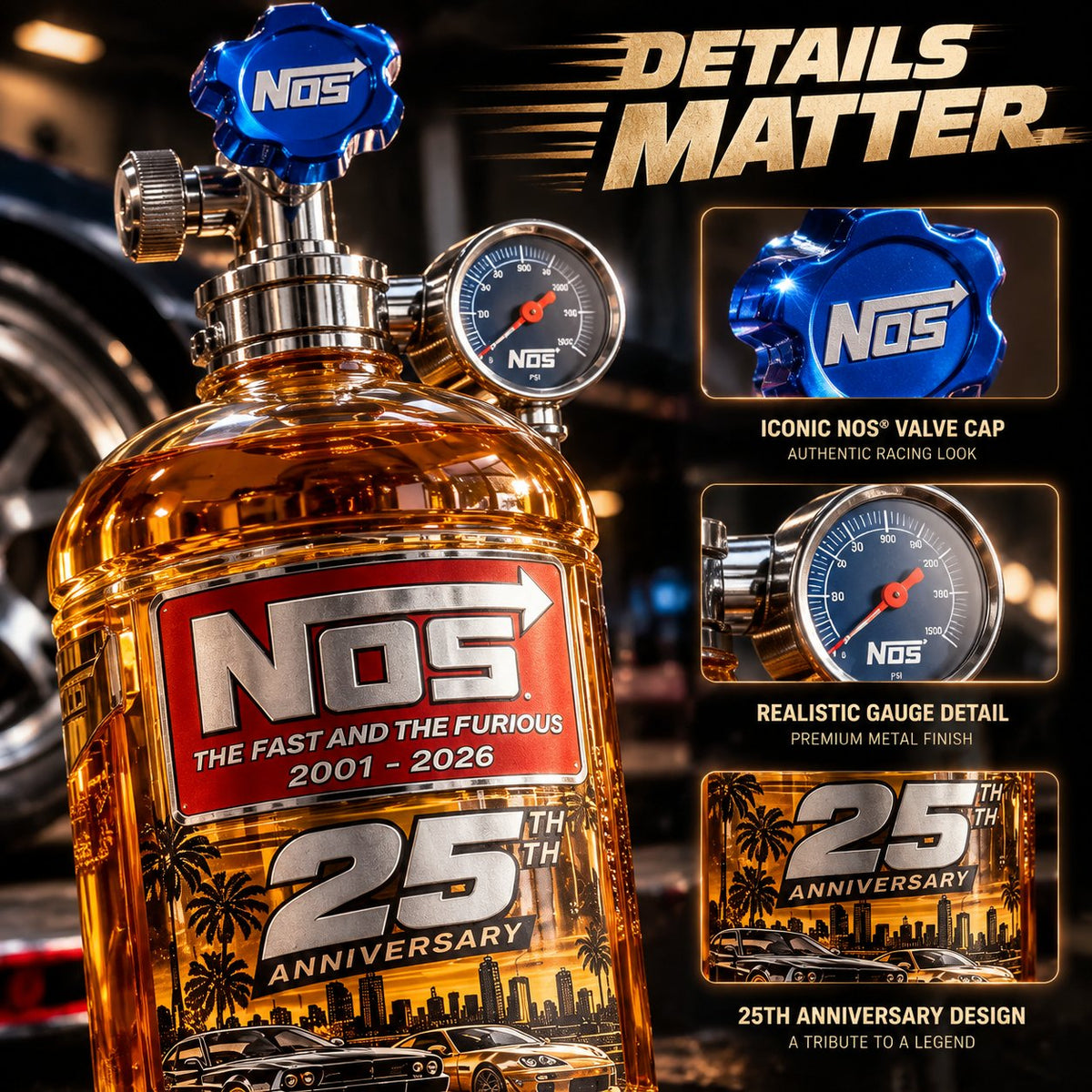 🏎️ 25th Anniversary Car Culture Collector’s Bottle 🏁 Nitrous-Inspired Display