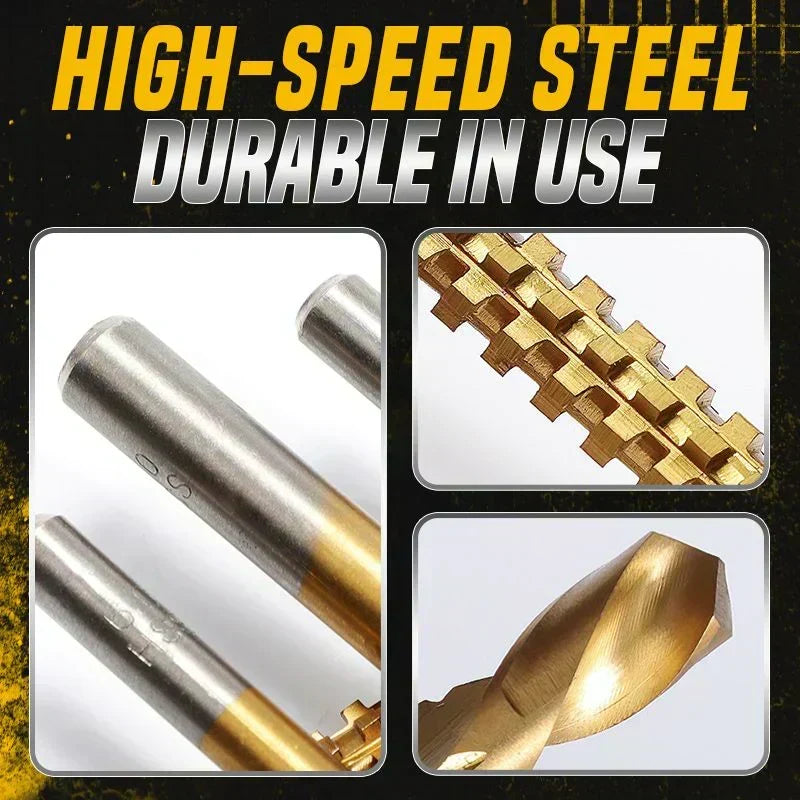 🛠️ LIMITED-TIME 50% OFF! ✨ Twist Drill Bit Set – Titanium-Coated, Serrated, Multi-Material 🔩