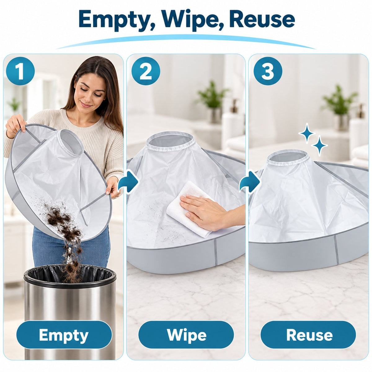 ✂️ 50% OFF Hair Catcher Cape 🧹 Easy-Clean Cape for Home Haircuts