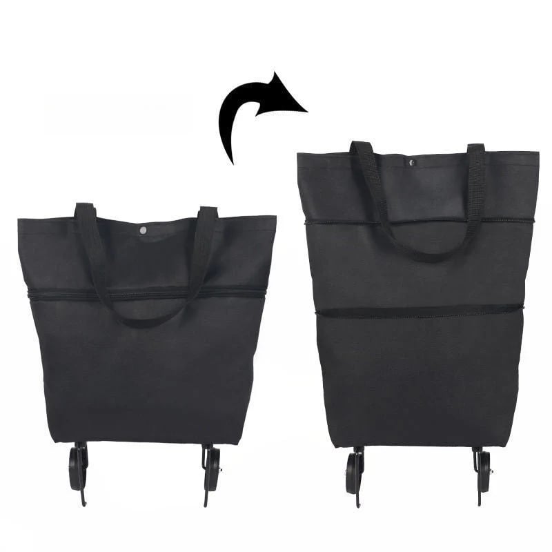 Shopping bag with wheels, foldable small trolley for groceries, portable, large-capacity women's bag for home use
