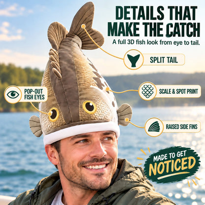 🔥Last day 50% OFF🐟 Funny 3D Fish Hat — Funny Fishing Gift for Anglers, Lake Days & Parties