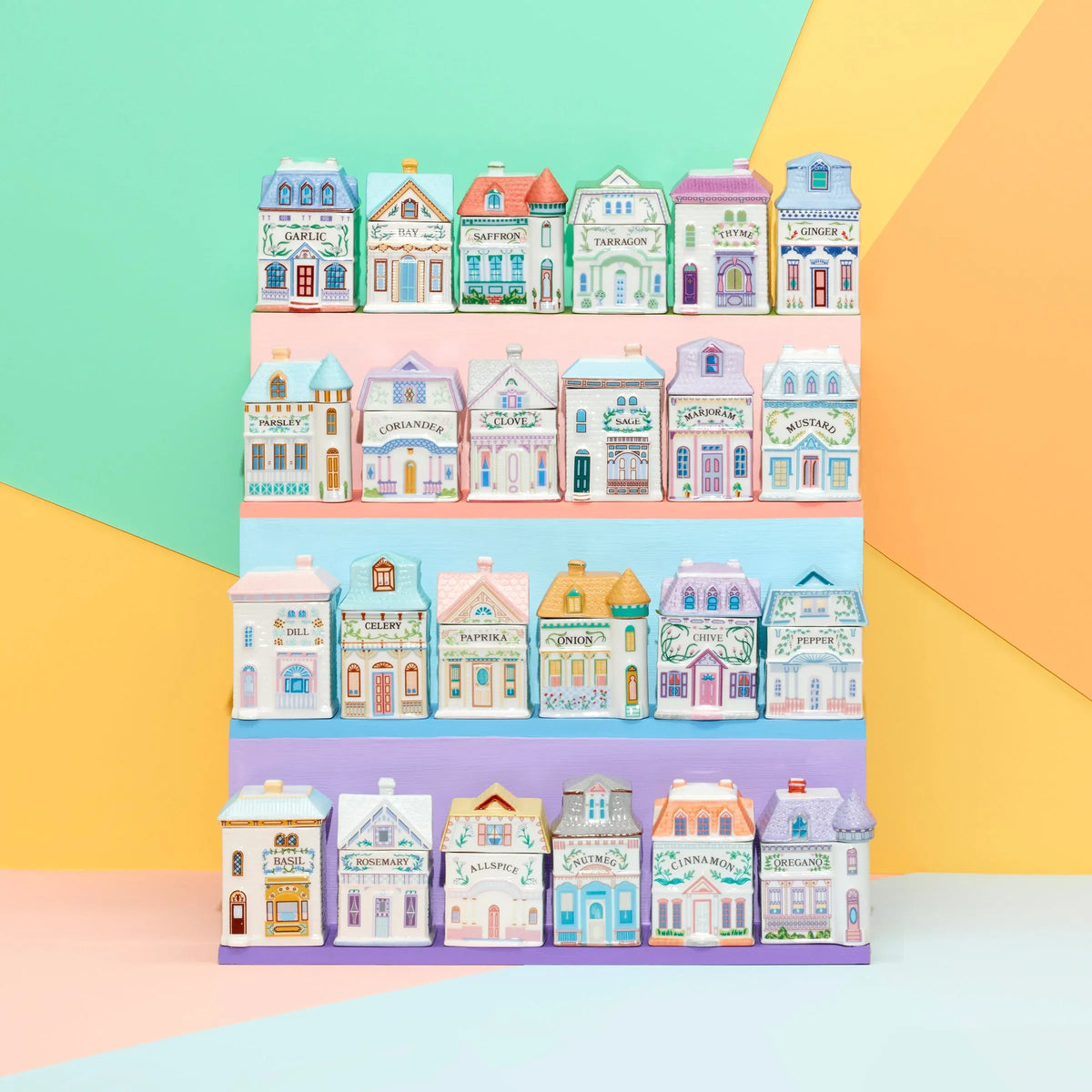 🏡 Storybook Spice Village – 24-Piece Decorative Spice Jar Set