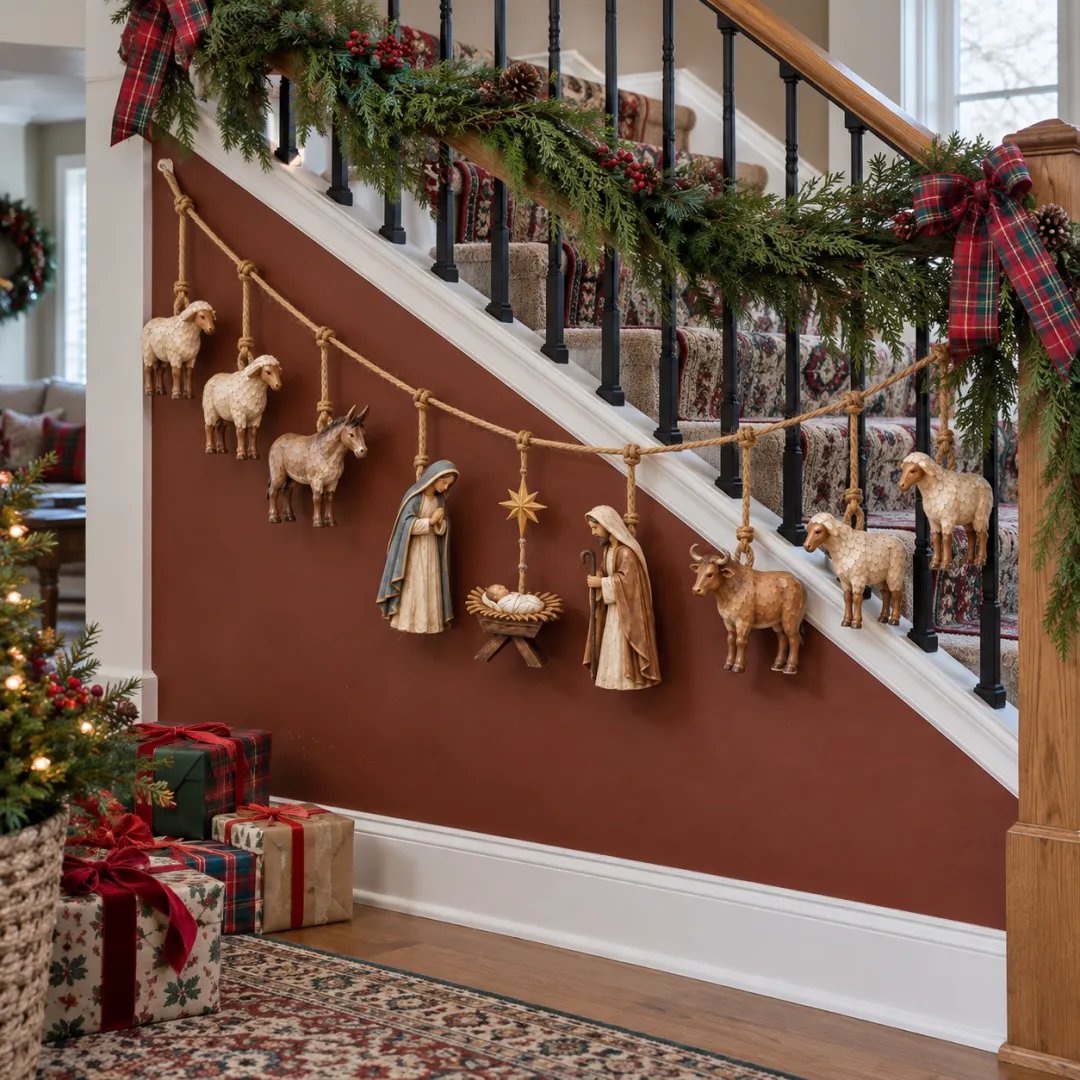 Handcrafted Wooden Nativity Garland