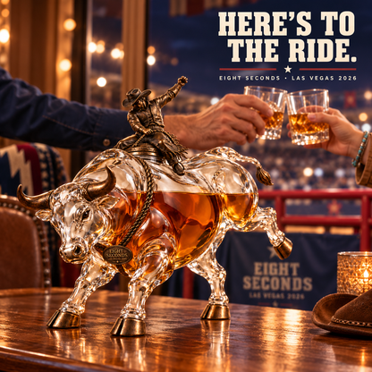 🤠 Eight Seconds Bull Rider Whiskey Decanter – Las Vegas 2026 Rodeo Collector's Edition 🐂