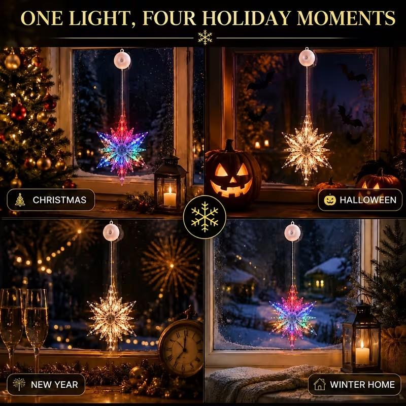 ❄️ DIY Christmas Snowflake Window Lights – Battery-Powered Festive Window Decorations
