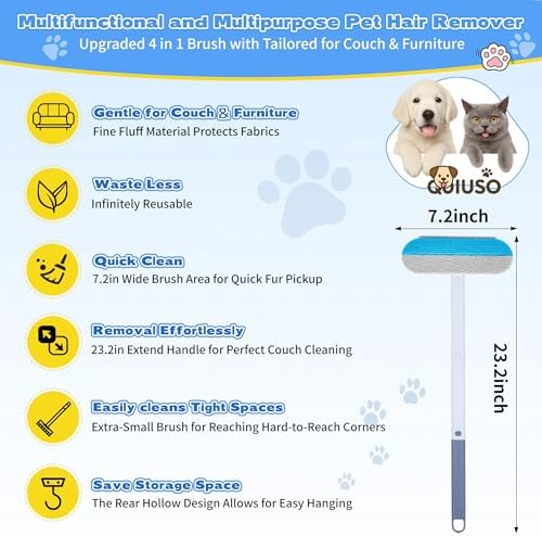 ✨ 50% OFF Extra Long Reach Pet Hair Remover – Clean Sofas, Carpets & Cars With Ease