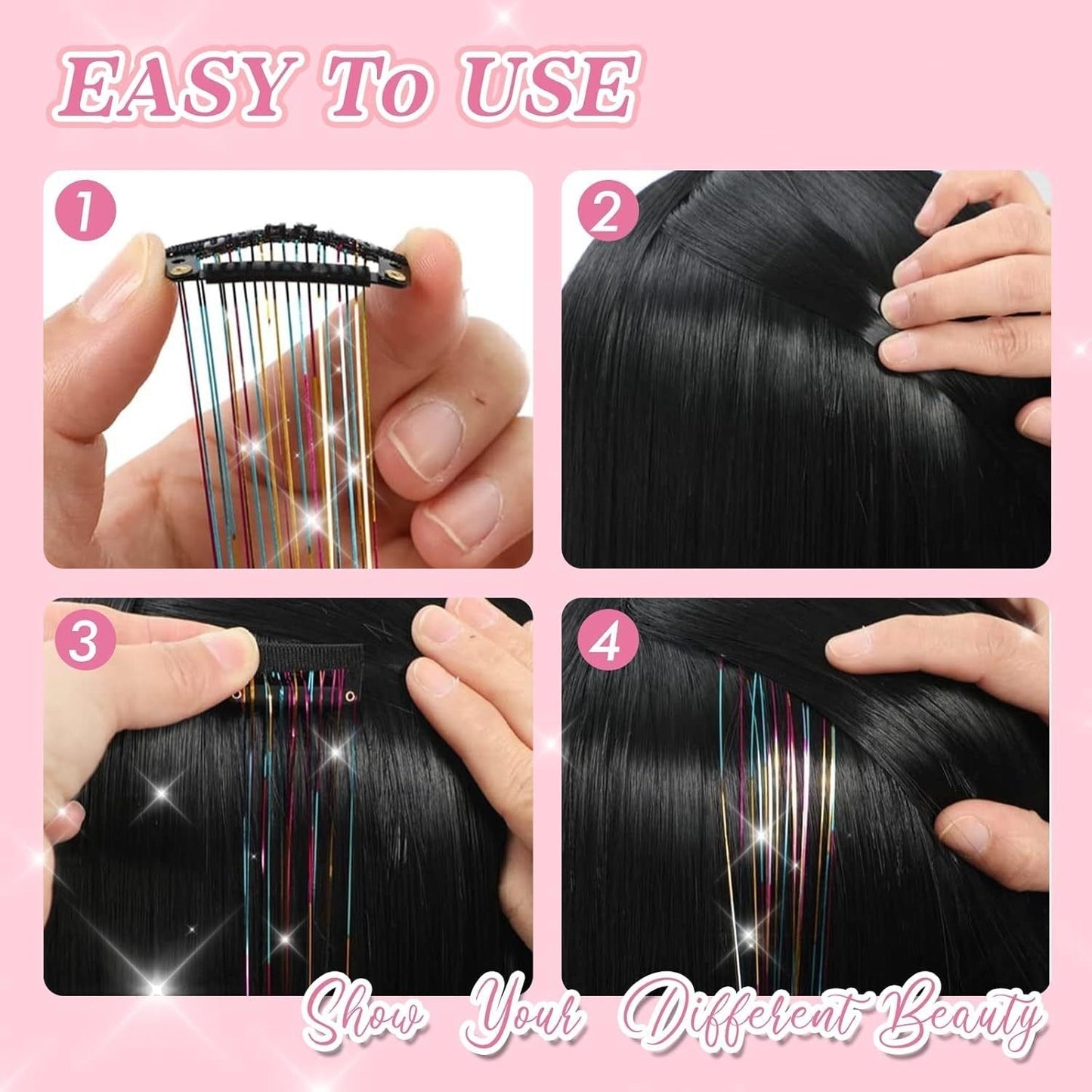 🔥Last Day50%OFF ✨Clip-in Tinsel Hair Extensions (12 tablets) box