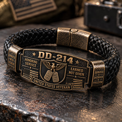🎖️ Handmade DD-214 Veteran Honor Bracelet – "Earned, Not Given" Military Tribute 🇺🇸