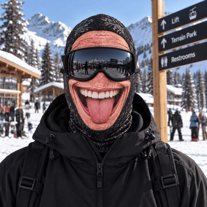 Realistic Face Balaclava – Funny Ski & Snowboard Mask for Cold Weather Adventures, Unisex Adult One Size (21-24') ⛷️