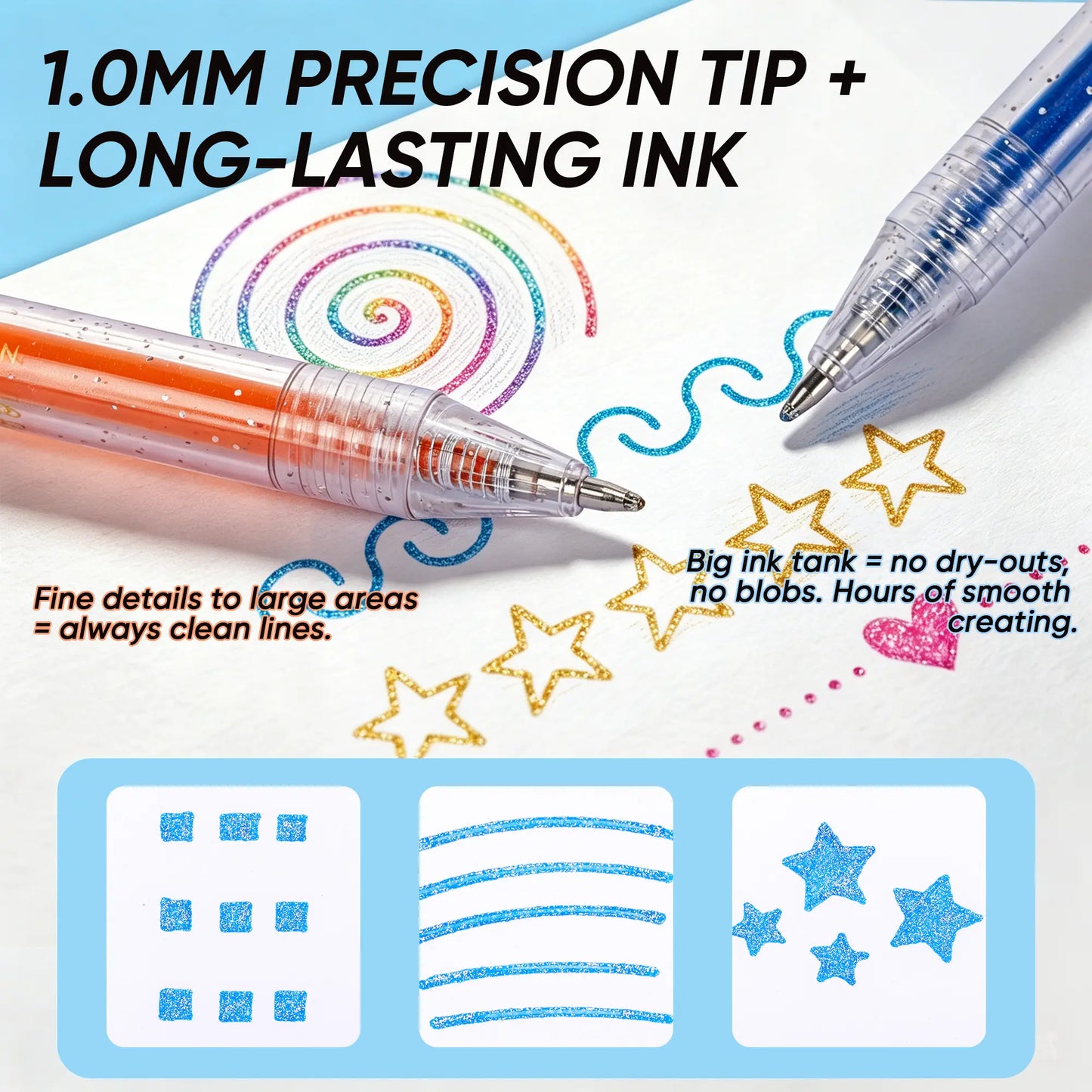 Finenolo Glitter Gel  Retractable 1.0mm Sparkle Set