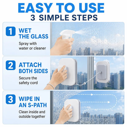 💯 6-in-1 Double-Sided Magnetic Window Cleaner | Safe High-Rise Glass Wiper with Squeegee 🪟