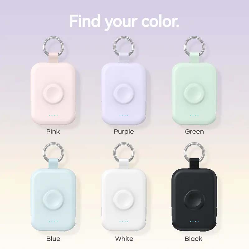 🔋5000mAh Portable Power Bank with Built-in Cables – 3-in-1 Travel Keychain Charger for iPhone, Apple Watch & AirPods, Compact Fast Charging Battery Pack