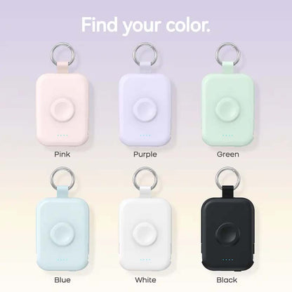 🔋5000mAh Portable Power Bank with Built-in Cables – 3-in-1 Travel Keychain Charger for iPhone, Apple Watch & AirPods, Compact Fast Charging Battery Pack