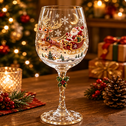 🎄 50% OFF 3D Christmas Glass Cup with Raised Holiday Artwork for Festive Drinks ✨