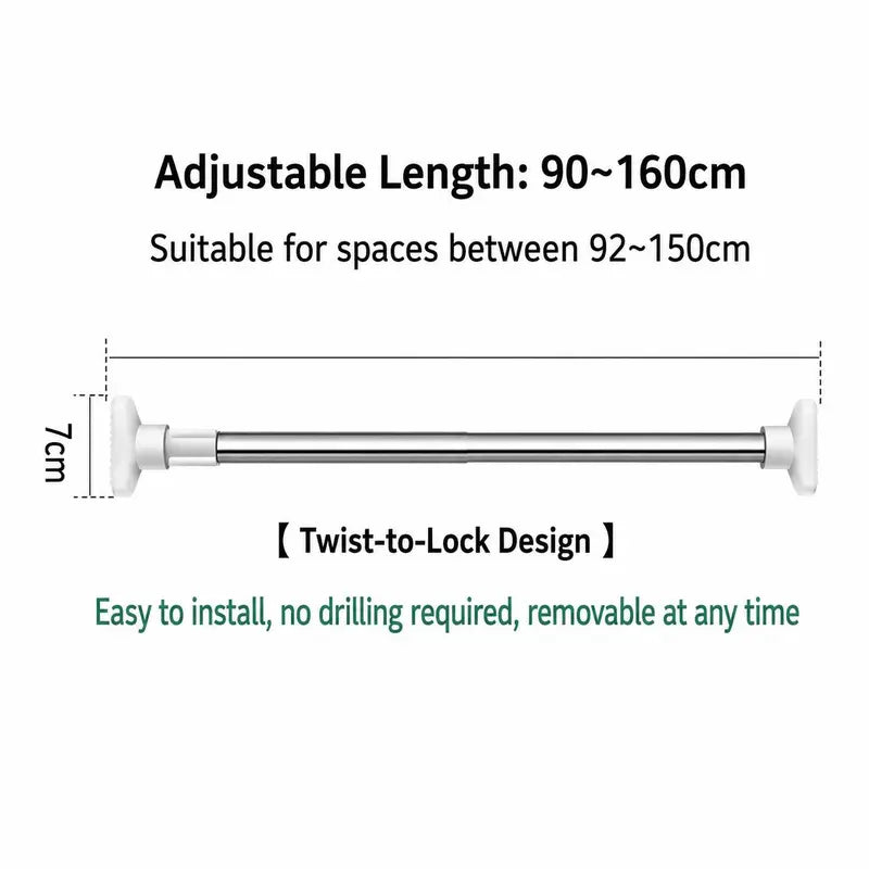 💥 半价优惠🛠️ Drill-Free Tension Rod — No Tools, No Holes, No Hassle